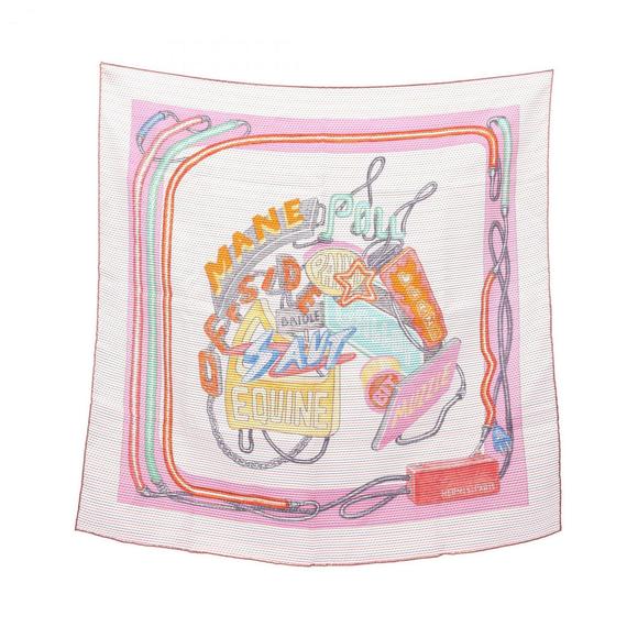 Hermes Hermès Carré 70 Chevaloscope Neon Pointille Silk Scarf for Women in Wh... - Picture 1 of 3